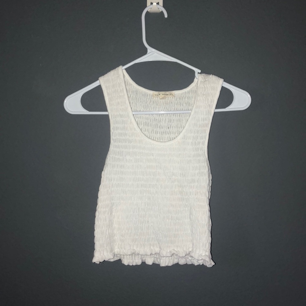 LA hearts white lettuce crop top